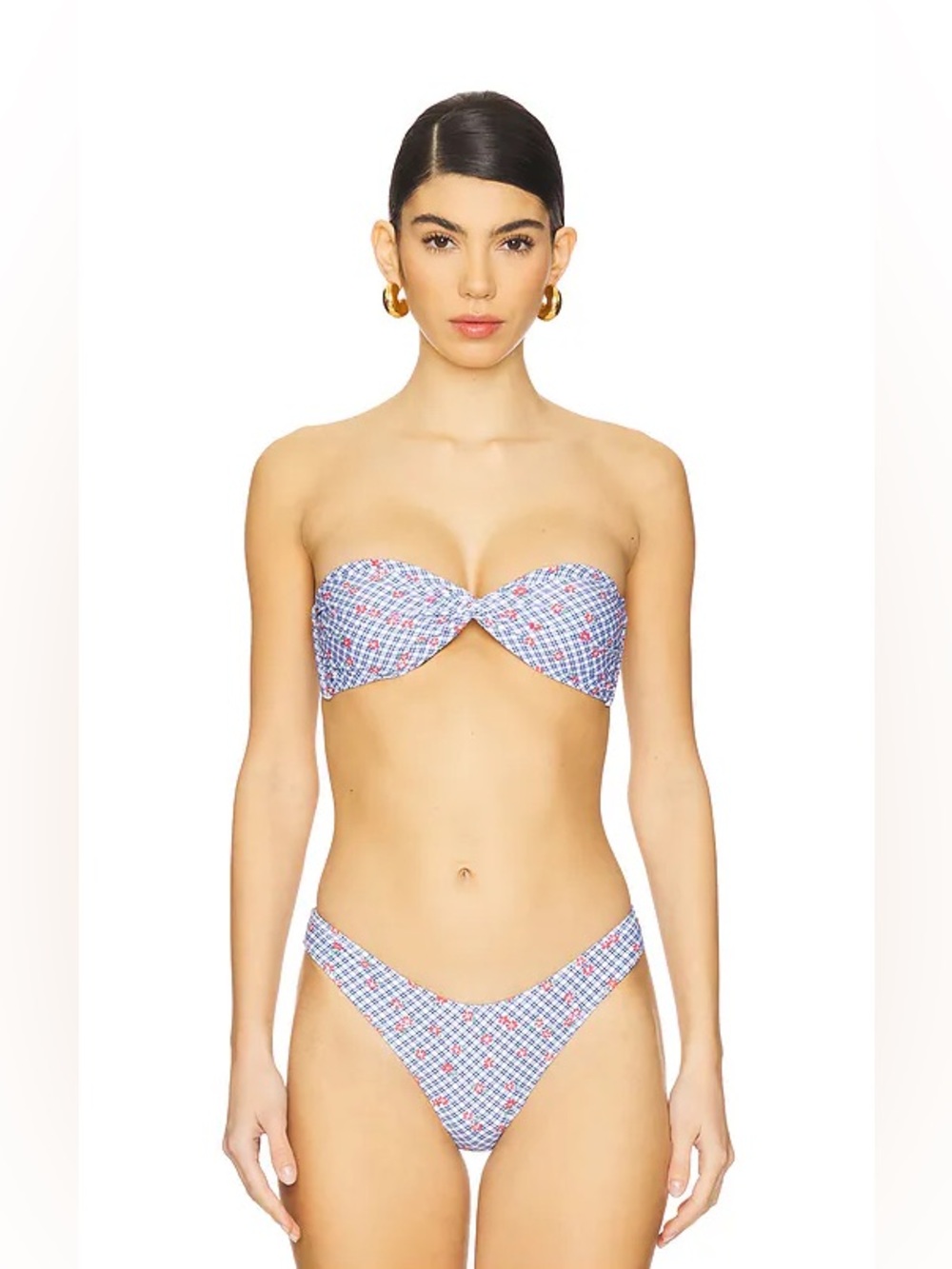 NWT Lovers + Friends Desarae Plaid and Floral Bikini Top